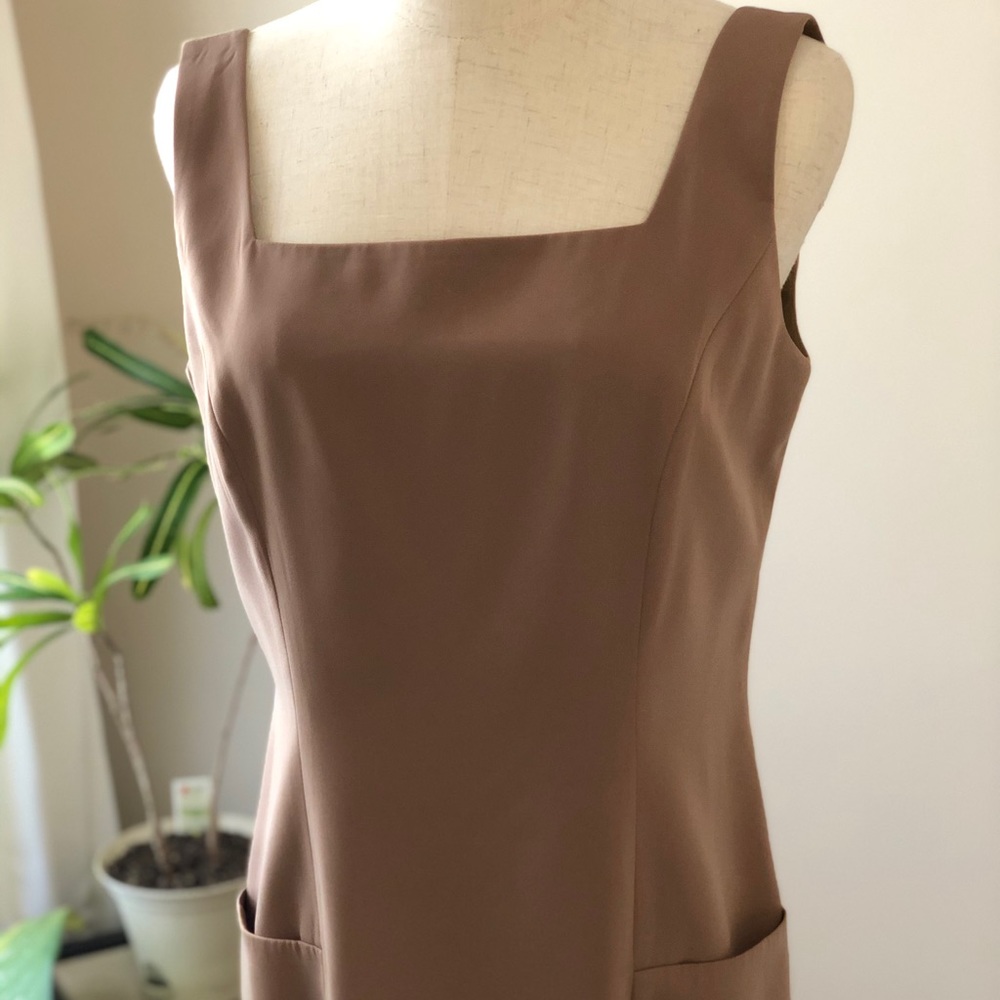 Donna Gray Sleeveless Tan Sheath Dress